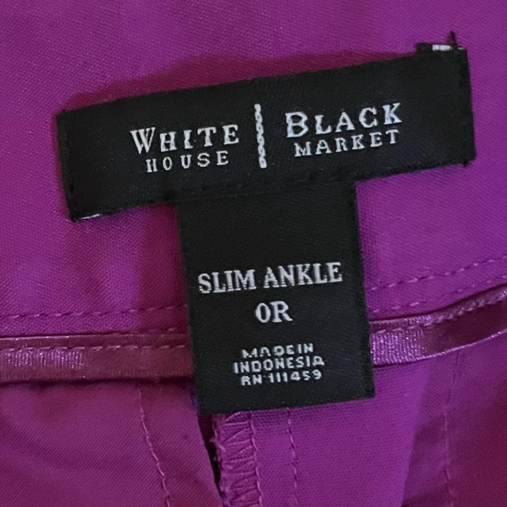 WHBM Slim Ankle Twilight Plum Pants size 0R - Picture 11 of 12